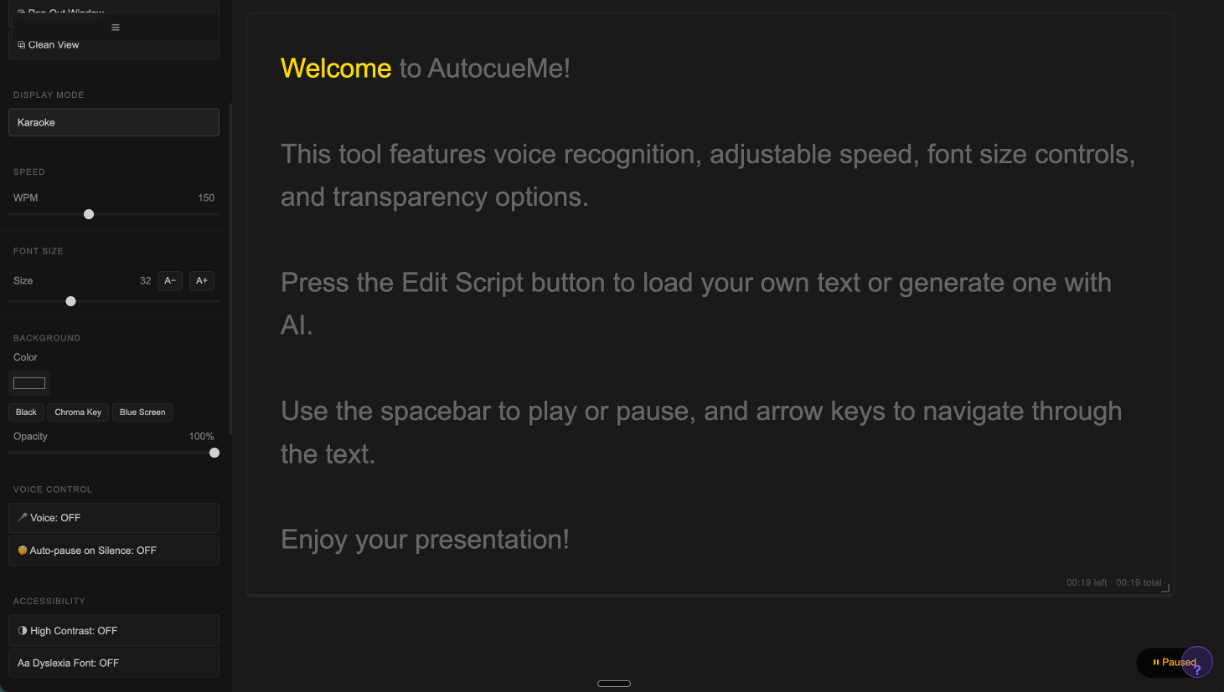 AutocueMe app interface